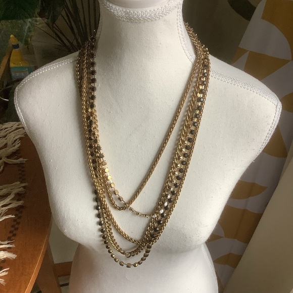 Multi Layered Bead and Chain Necklace and Bracelet Set - Picture 2 of 8